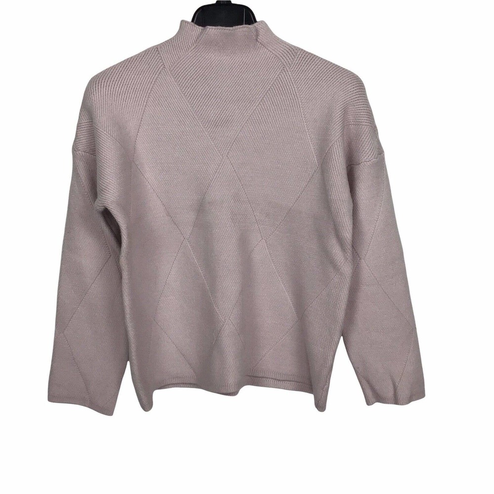 Devotion by Cyrus Lavender Blush Diamond Ribbed Sweater Mock Neck Pullover Sz S